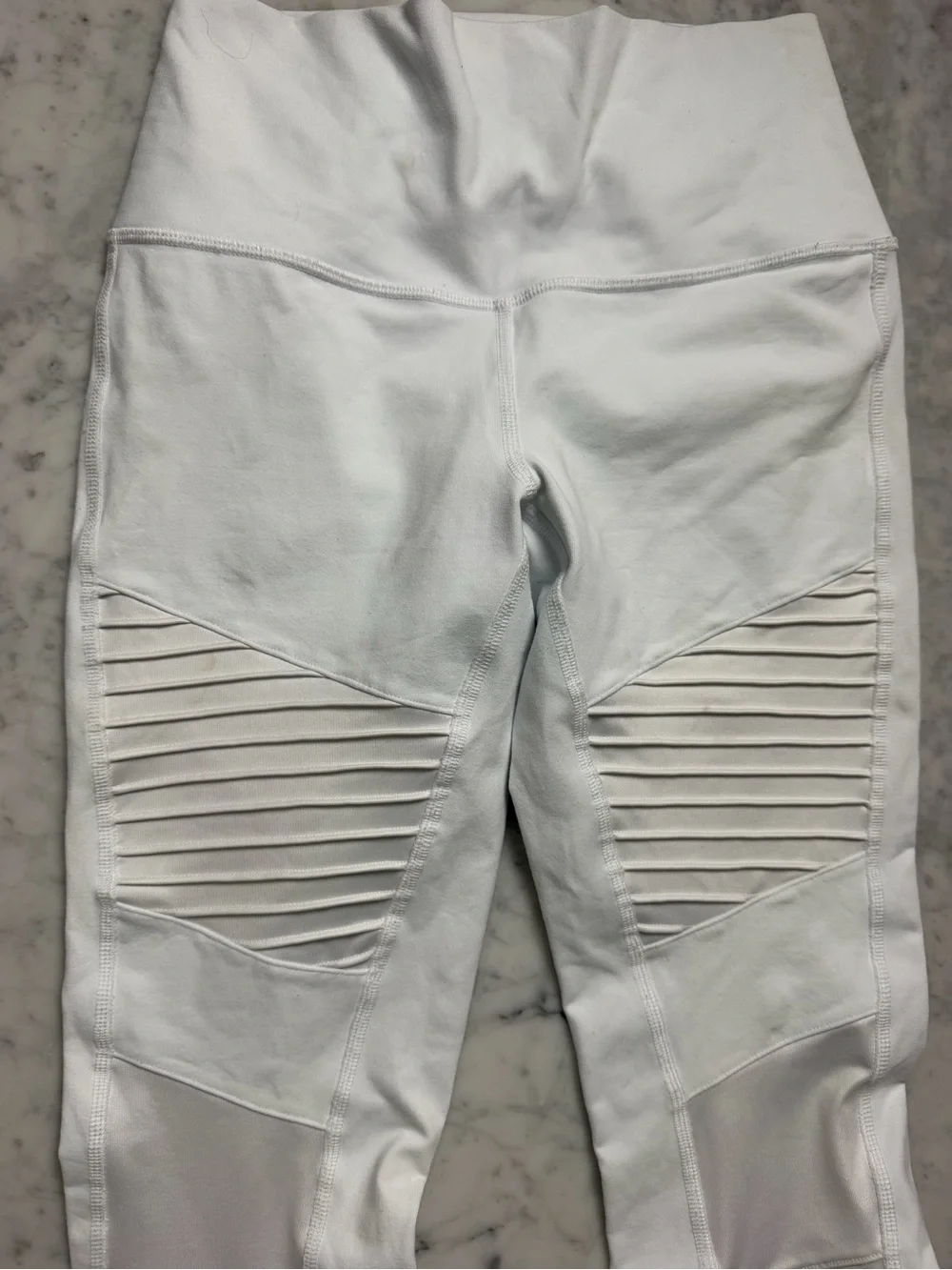 ALO Yoga White Ribbed Panel Leggings
